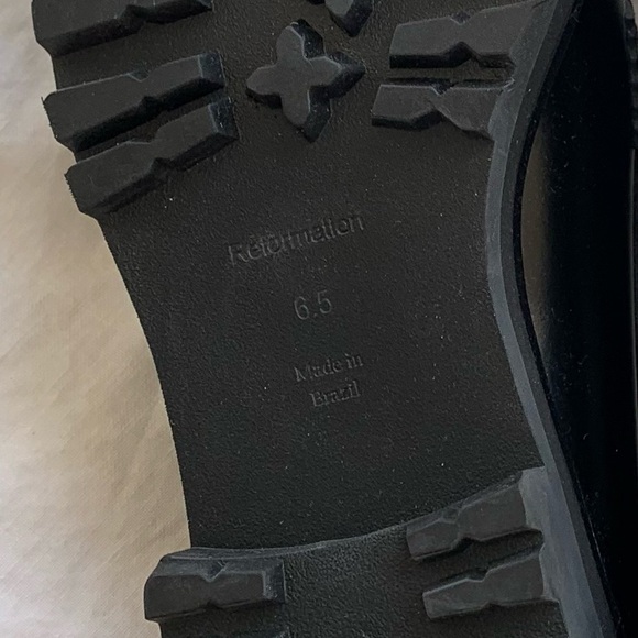 Reformation Agathea Chunky Loafer Leather Patent Shiny Platform Shoes Black - Picture 8 of 12